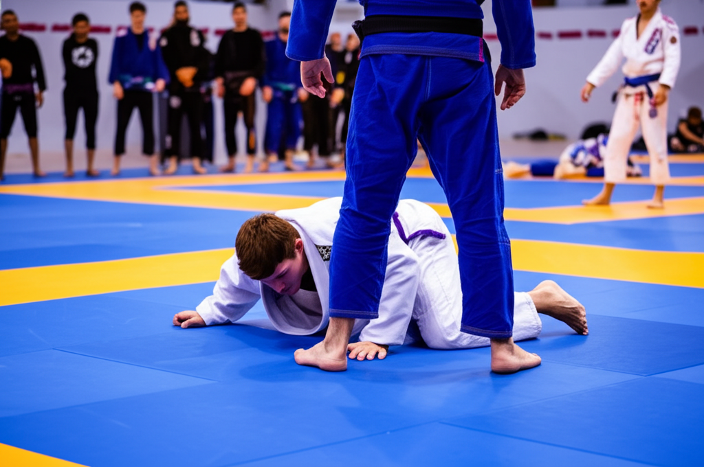 BJJ referee overseeing a match