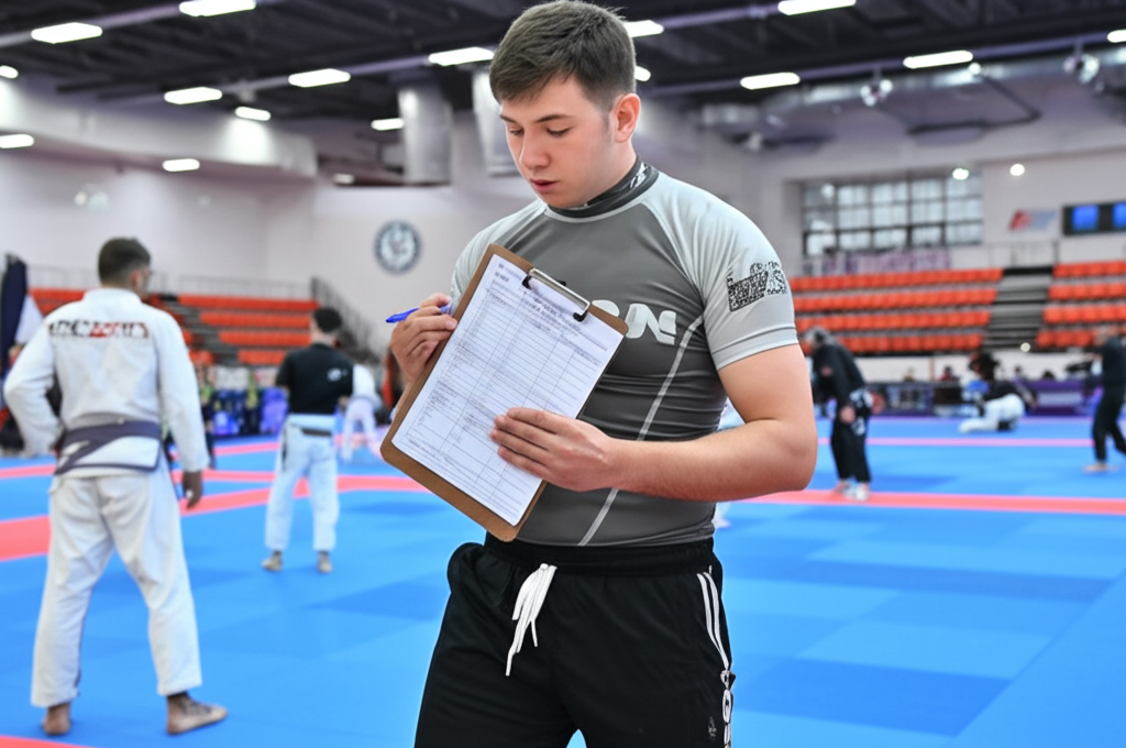Event organizer managing a BJJ tournament